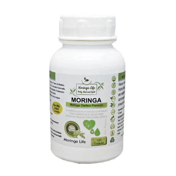 Pure Organic Moringa Capsules x 120 with added Turmeric - Image #1